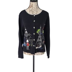 MCX Signature Vintage retro embroidered ladies sweater black Sz XL Artsy Europe